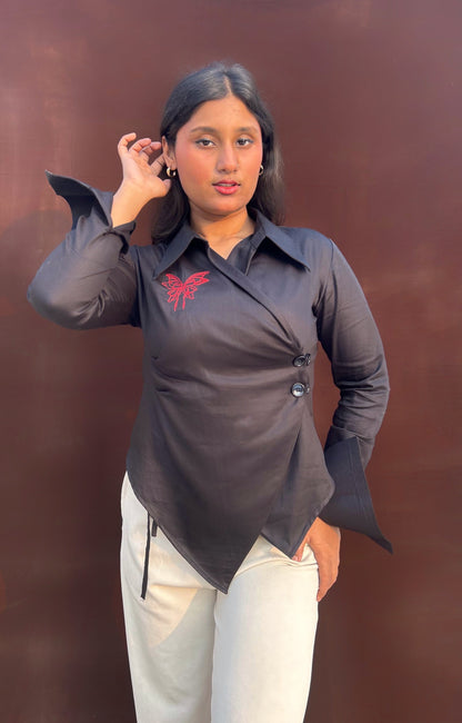 Hae-rin Blazer Shirt In Black