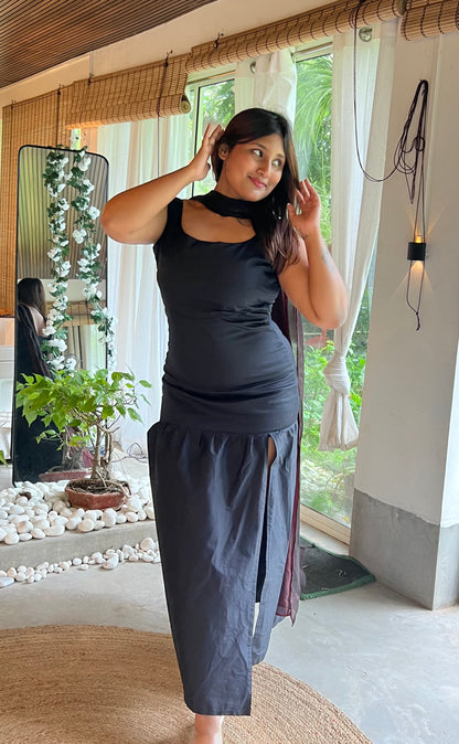 Night Tulip Maxi Dress & Dupatta